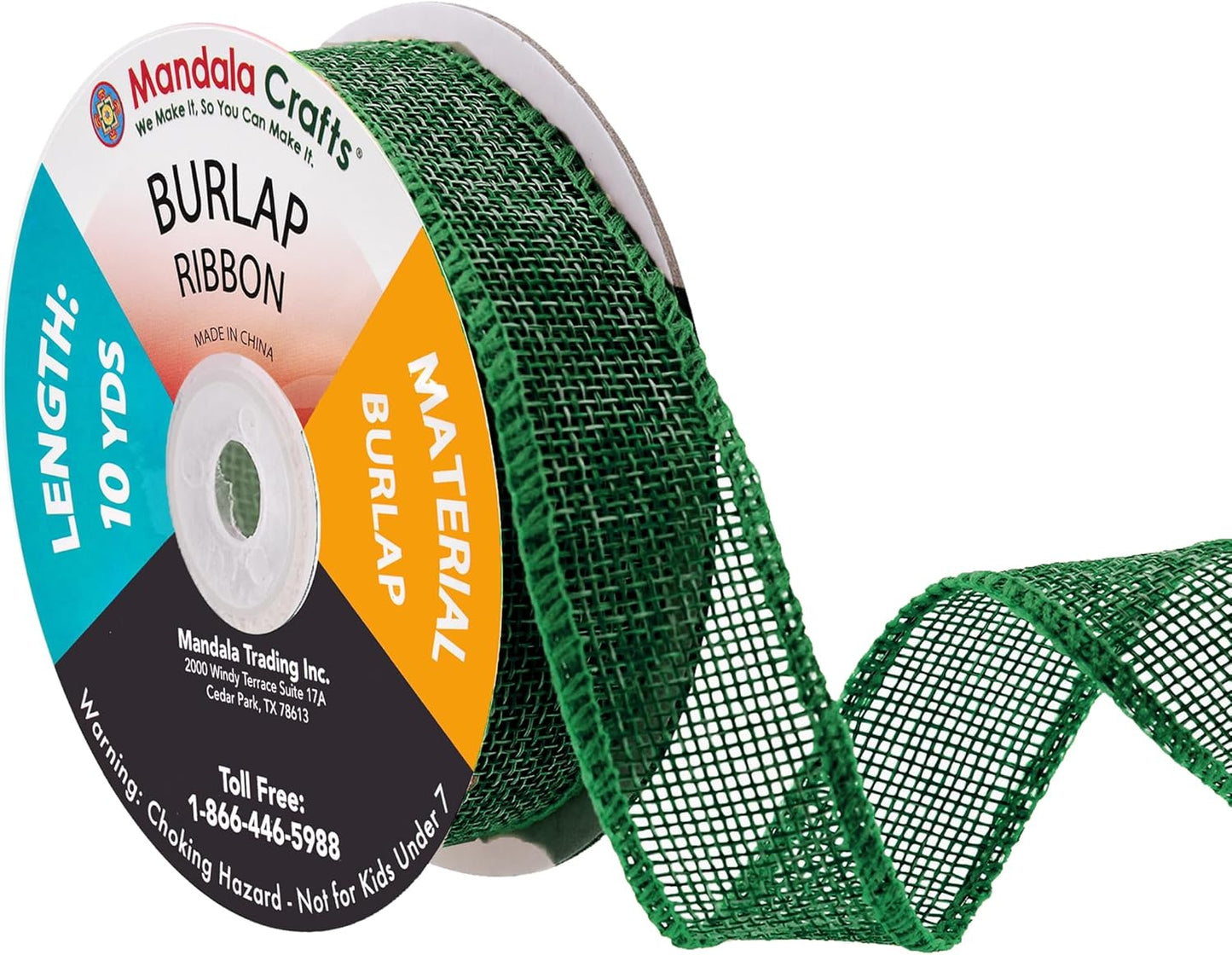 Mandala Crafts Green Burlap Ribbon 1 Inch Wide Jute Ribbons for Crafts - 20 Yds Roll Rustic Burlap Wrap Trim Ribbons for Wreaths Bows Wedding Party Decoration