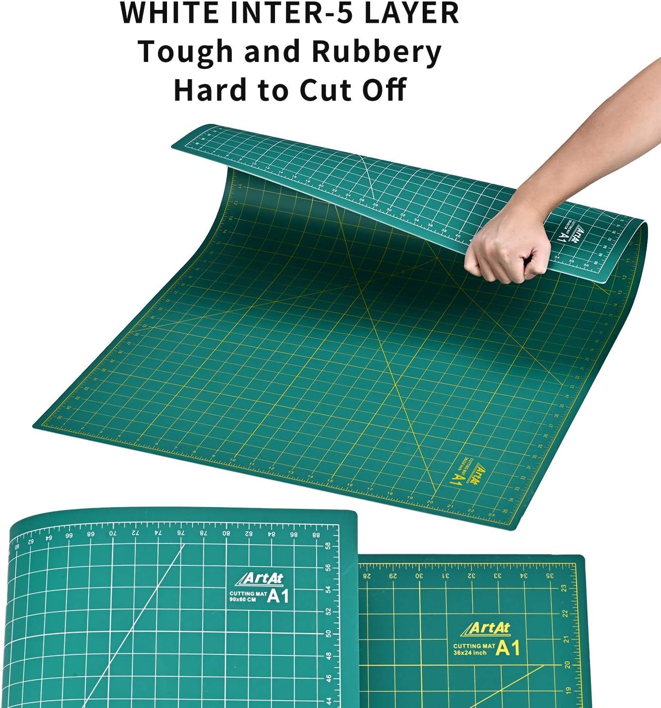 ArtAt Self Healing Cutting Mat: 24 x 36 inch Green Large 5-Ply Double-Sided Durable Non-Slip PVC Cutting Mat for Sewing Quilting Scrapbooking Art & Crafts projects…