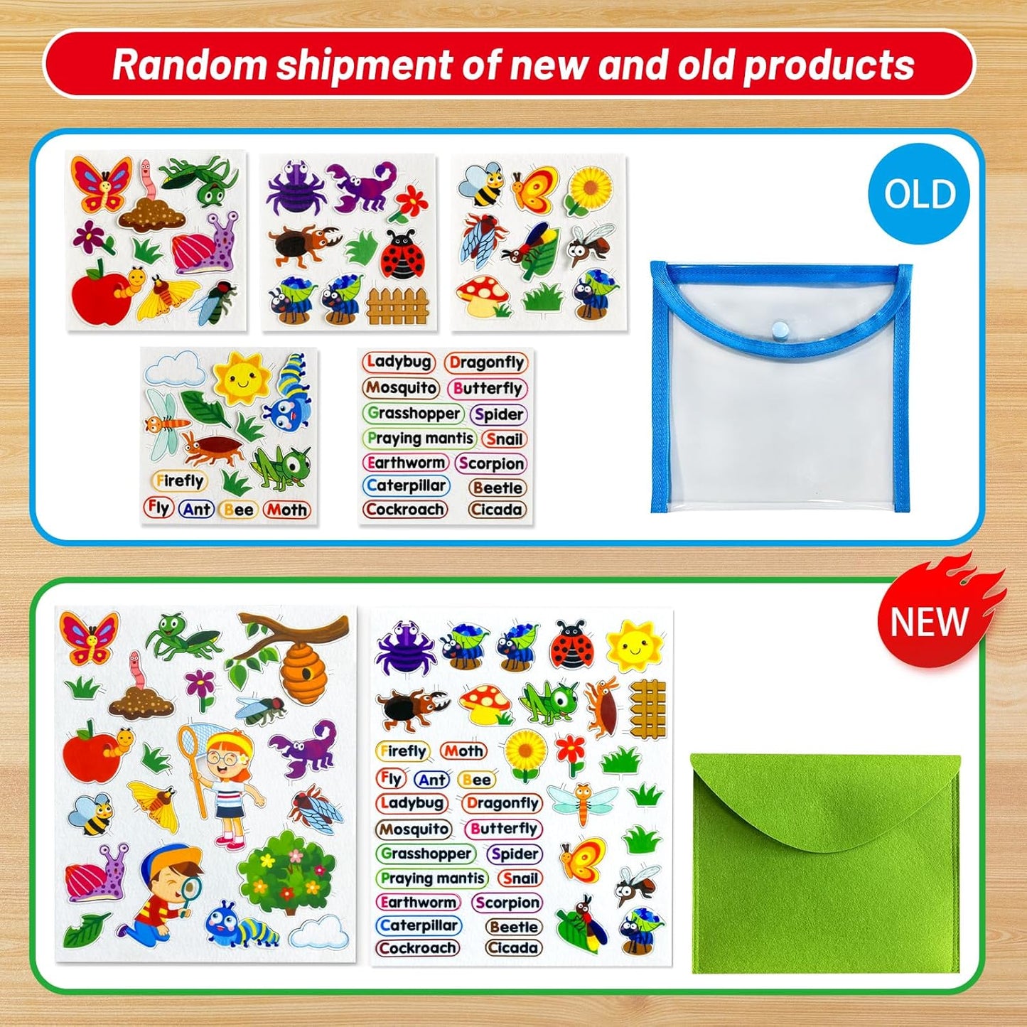 Felt Flannel Board Story Pieces for Toddlers Preschool,Kids Interactive Storytelling Teaching Play Kits for Flannel Board,with Words Felt Pieces(Insect Butterfly)