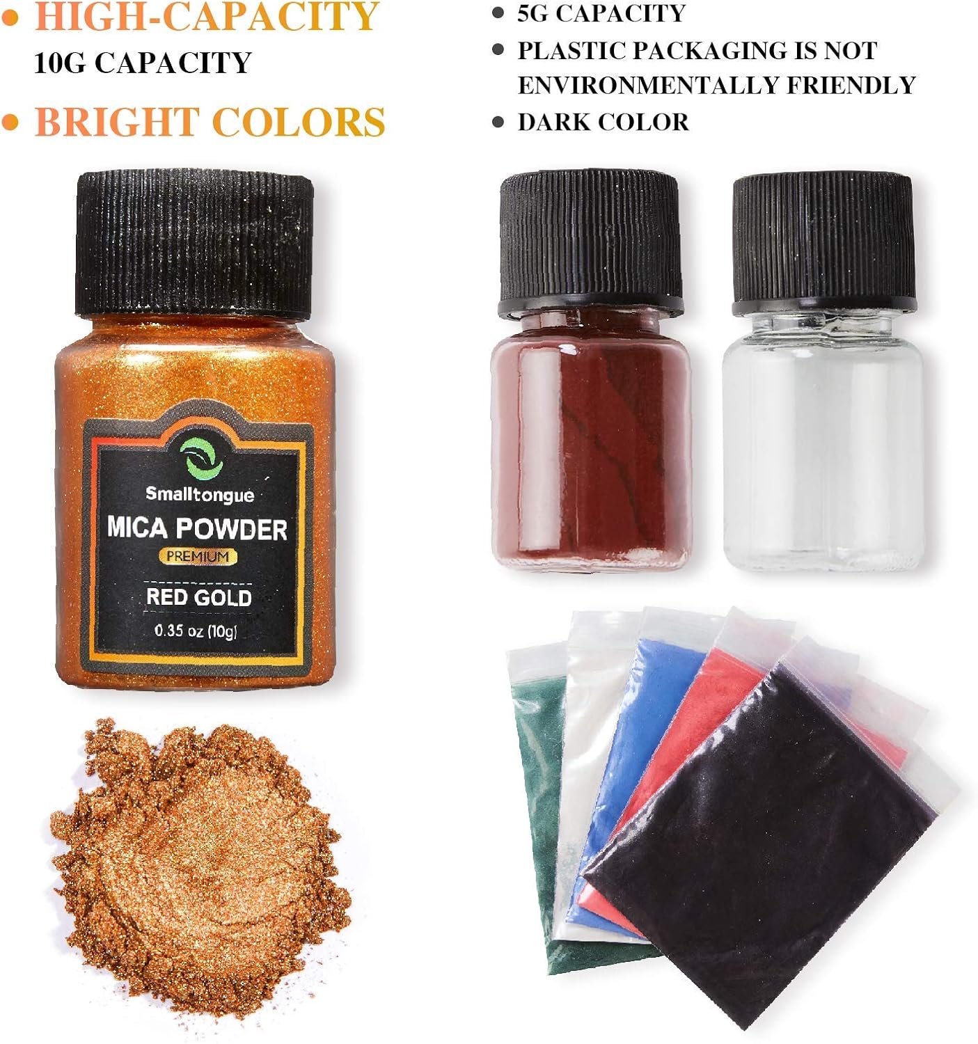 Mica Powder for Epoxy Resin, 36 Colors, 0.35 oz(10g) Bottles Mica Glitter, Pigment for Lip Gloss, Soap Making, Bath Bomb, Art Crafts, Resin Dye, Nails