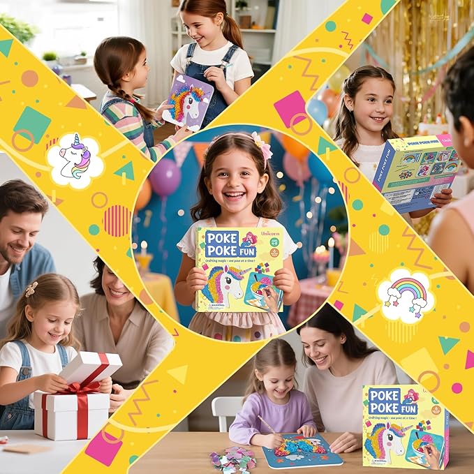 Arts and Crafts for Kids-Poke in Art Kits, 6 Designed Educational Insights Tufting Kits, Create Mess Free Activity, DIY Sensory Activity Set for Toddlers, Fun Kids Craft Gift for Girls Boys Ages 4-8