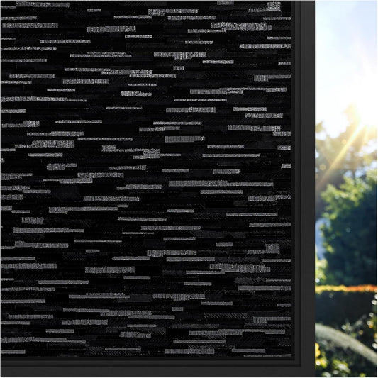 rabbitgoo Blackout Window Film, Sun Blocking Privacy Film for Room Darkening, Removable Black Out Vinyl Cover Tint for Home Day Sleep, Anti-UV Frosted Glass Clings, Black, 35.4 x 157.4 Inches