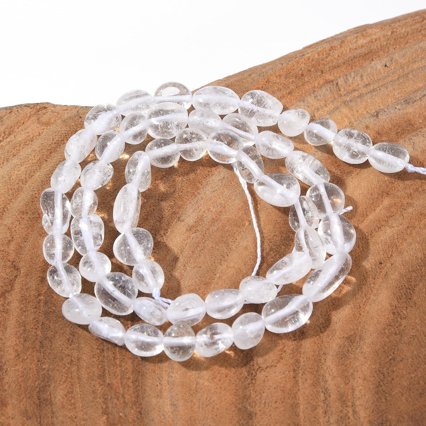 Clear Quartz Crystal Pebble Nugget Oval Free Tumbled Stone 6-8mm Natural Gemstone Loose Beads Approx 15.5 inch for DIY Jewelry Making