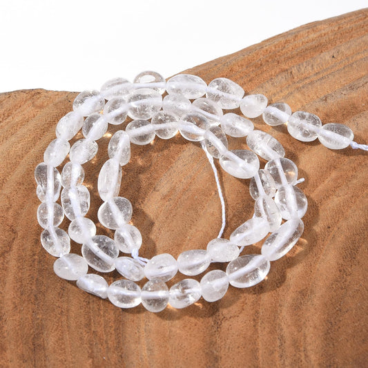 Clear Quartz Crystal Pebble Nugget Oval Free Tumbled Stone 6-8mm Natural Gemstone Loose Beads Approx 15.5 inch for DIY Jewelry Making