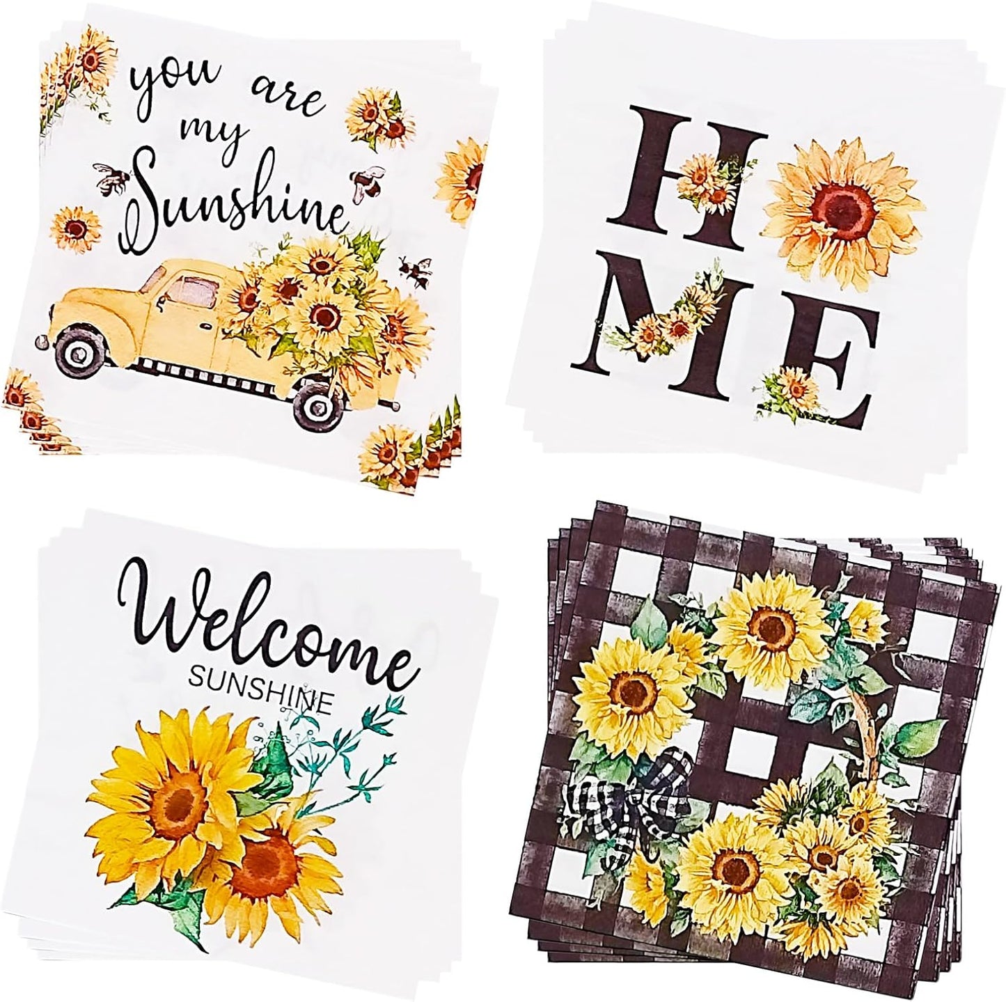 Cocktail Napkins 80 Pack 2 Ply Floral Beverage Luncheon Dinner Paper Napkins Flower Print Disposable Napkins for Wedding Thanksgiving Anniversary Celebrations, 5X5 Inches Folded