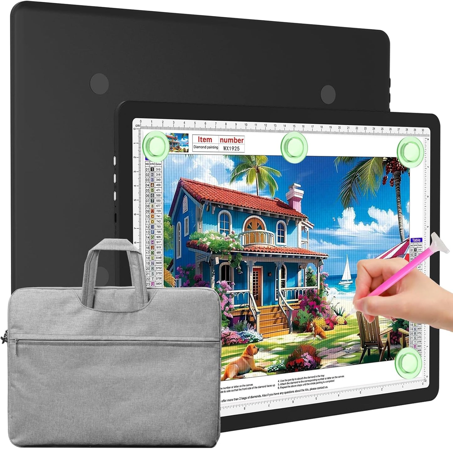 Elice Magnetic A4 Light Board with Bag for Diamond Painting, Tracing LED Light Box with Side Buttons, Super Bright Diamond Art Light Pad, Light Table for Drawing, Sketching, Weeding Vinyl - Black