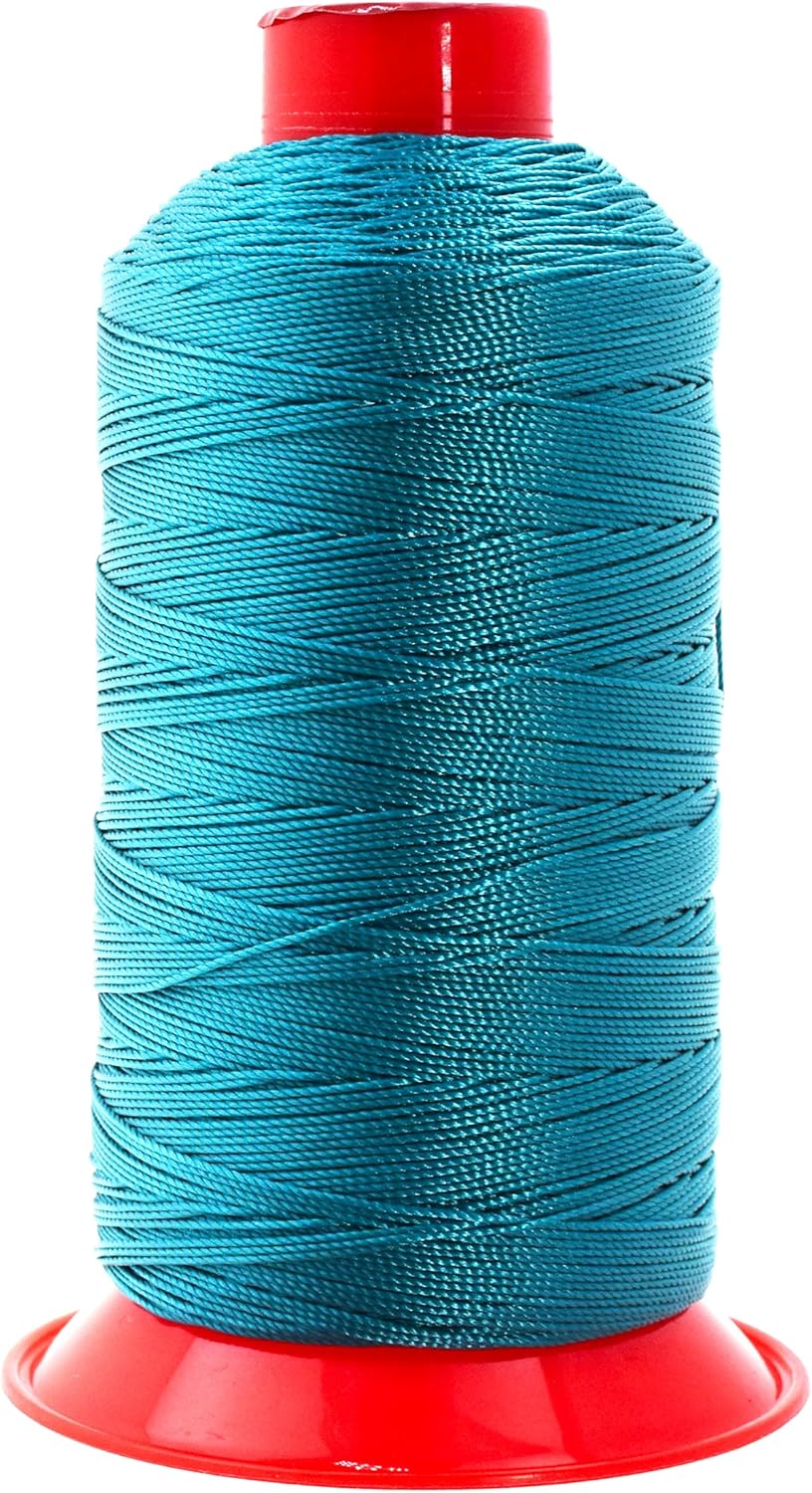 Mandala Crafts Tex 270 Bonded Nylon Thread for Sewing - 800 YDs T270 Heavy Duty Teal Nylon Thread Size 277 840 D Upholstery Thread for Leather Jeans Weaving, T270 #277 840D/3