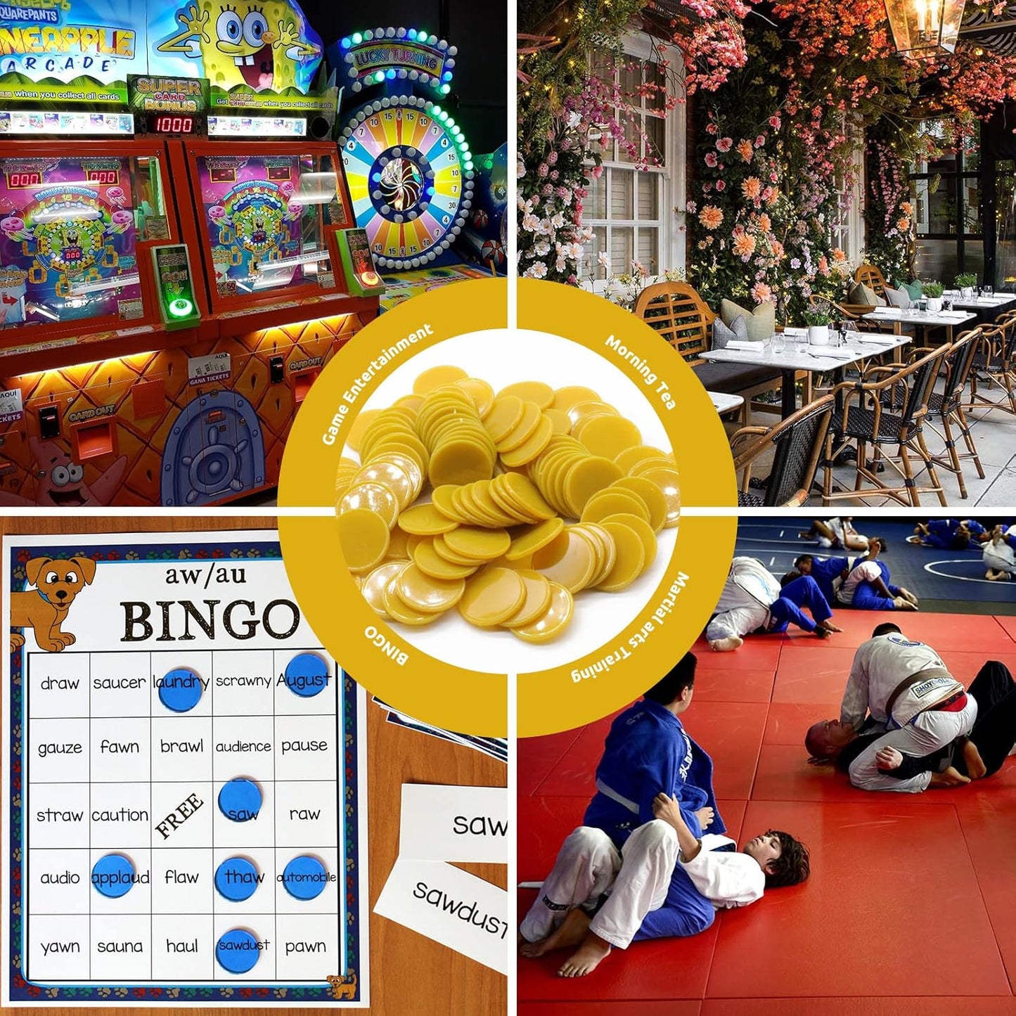 Set of 100 Opaque Plastic Learning Counters Mini Poker Chips Game Tokens with Storage Box (Goldenrod, 1 Inch)