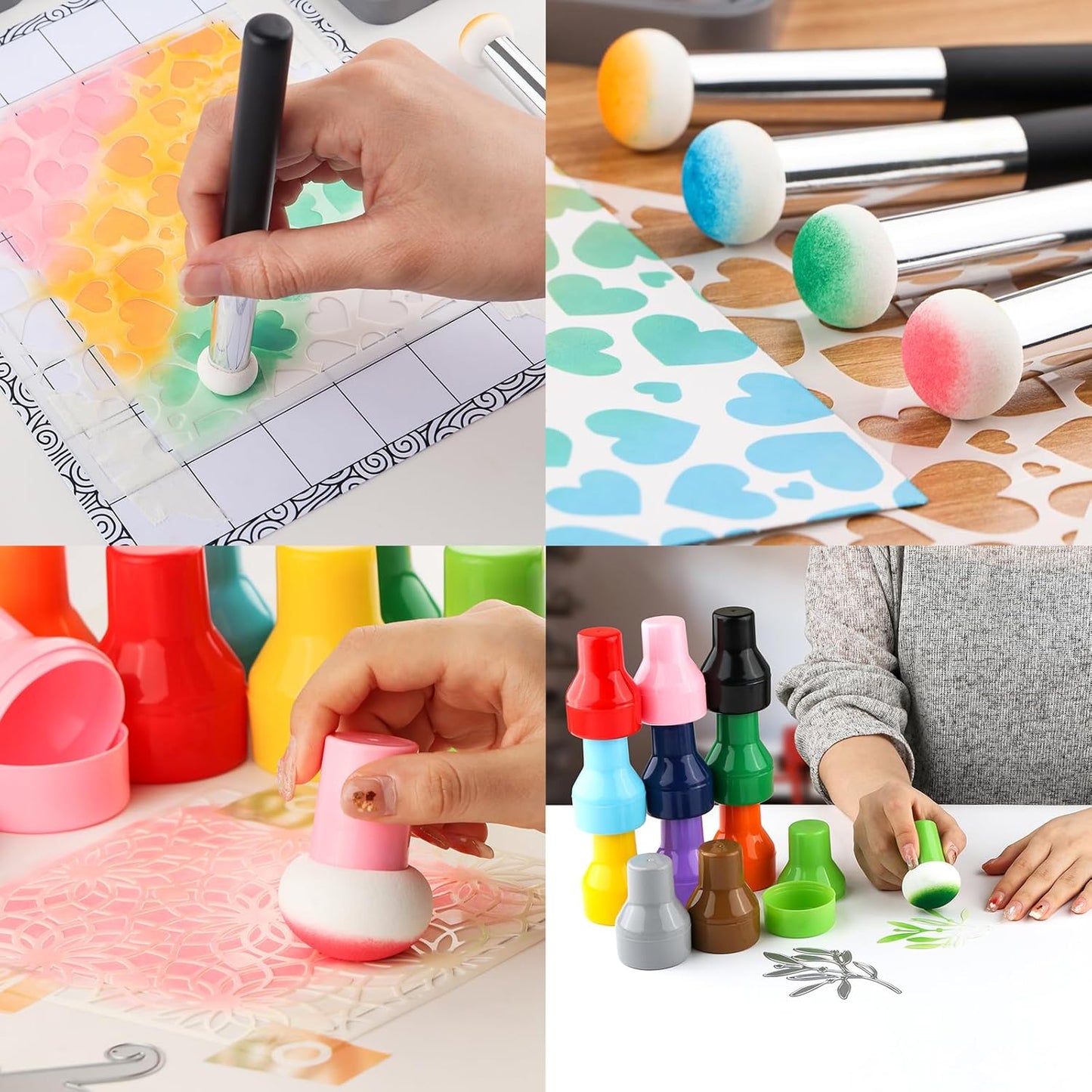 19PCS/Sets Sponge Applicator Ink Applicator with Storage Cases,Paper Pouncers for Direct Ink Application On Crafts Projects Easily,Inking Sponge for Stamp Ink Distressing,Blending Card Making Tools