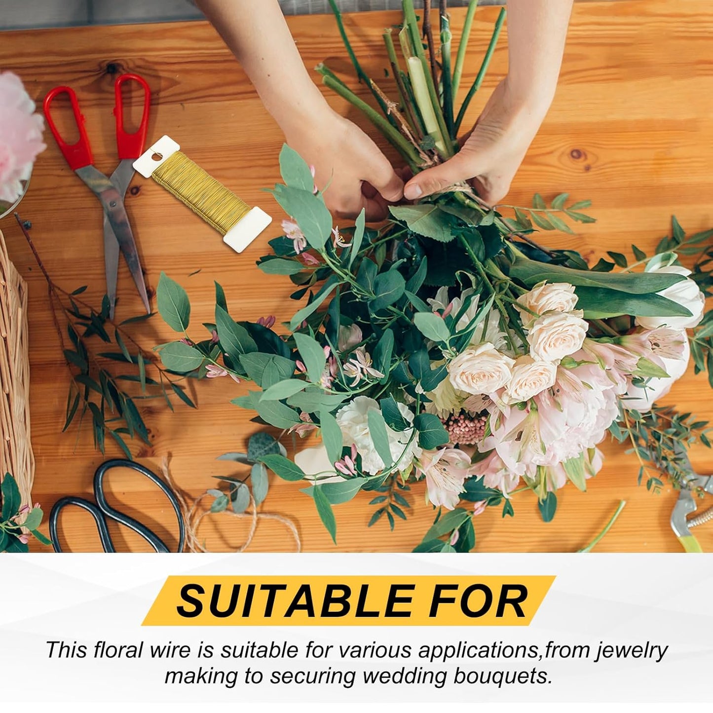 MECCANIXITY 190 Yards/575 Feet 27 Gauge Metal Floral Wire Green Flexible Paddle Thin Floral Wires for Craft, Christmas Wreath, Flower Arrangement, Wedding, Total 5 Roll