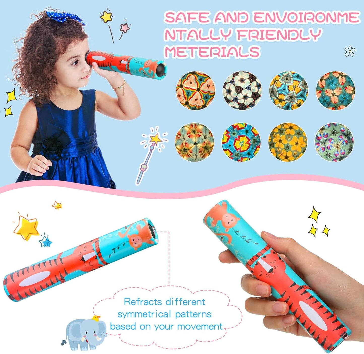 Chivao 20 Pcs Classic Kaleidoscopes Educational Toys for Party Favors Fun Kaleidoscope Toy for Stock Stuffers Bag Fillers Birthday Party School Classroom Prizes, Random Colors (Unicorn)