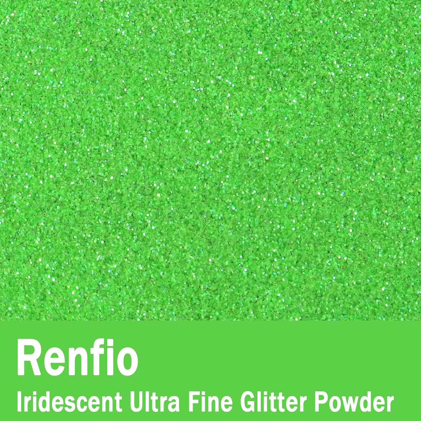 Renfio Iridescent Ultra Fine Glitter Powder Resin Supplies Glitters 1.94 Oz (55g) PET Flake Crafts Sequins 1/128" 0.008" 0.2mm Epoxy Chips Flakes for Tumblers Slime Painting - Light Green
