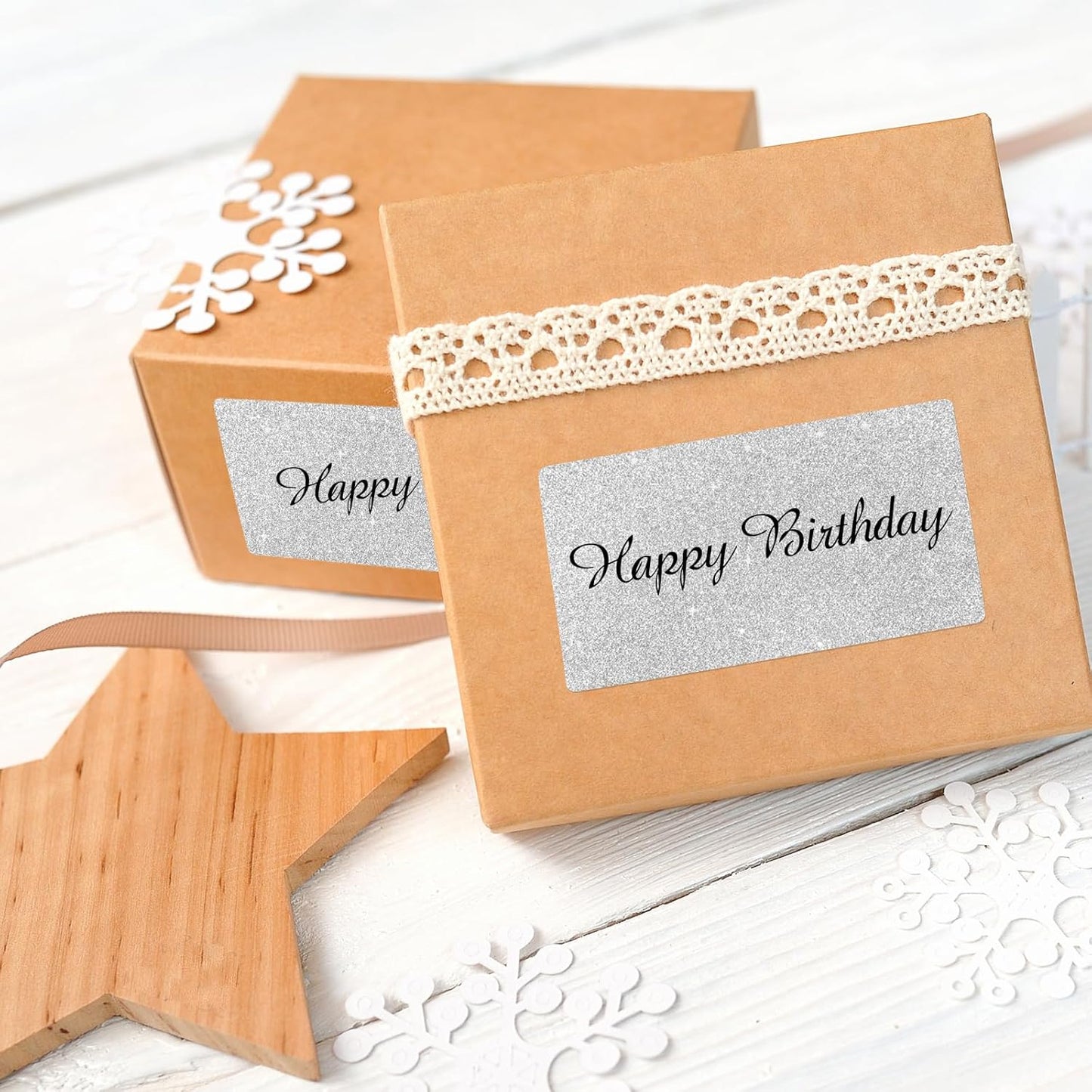 2" x 4" Glitter Silver Thermal Label Stickers,Waterproof Thermal Printer Sticker Labels for Gift Wrapping, Self-Adhesive Name Price Tag DIY Custom Logo Design (250 pcs,Silver)