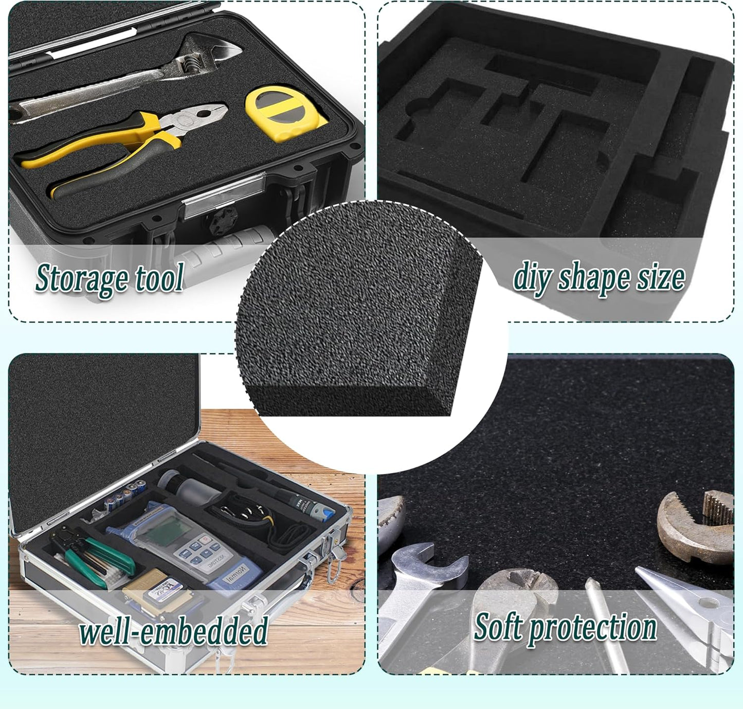 Black Packing Foam Sheets- 8PCS Cuttable Polyurethane Foam Pads Polyurethane Cushioning Inserts Black Foam Board for Packing Cases and Crafts- 16" X 12" X 1" (8)