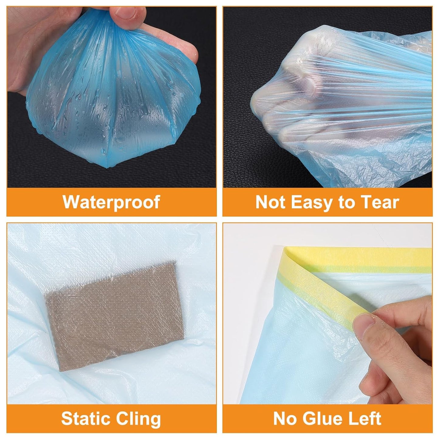 uxcell Pre-Taped Masking Film, 3.6ft x 66ft Plastic Paint Drop Cloth with Medium-Tack Painters Tape for Painting Spraying Protection Blue Film 6Pcs