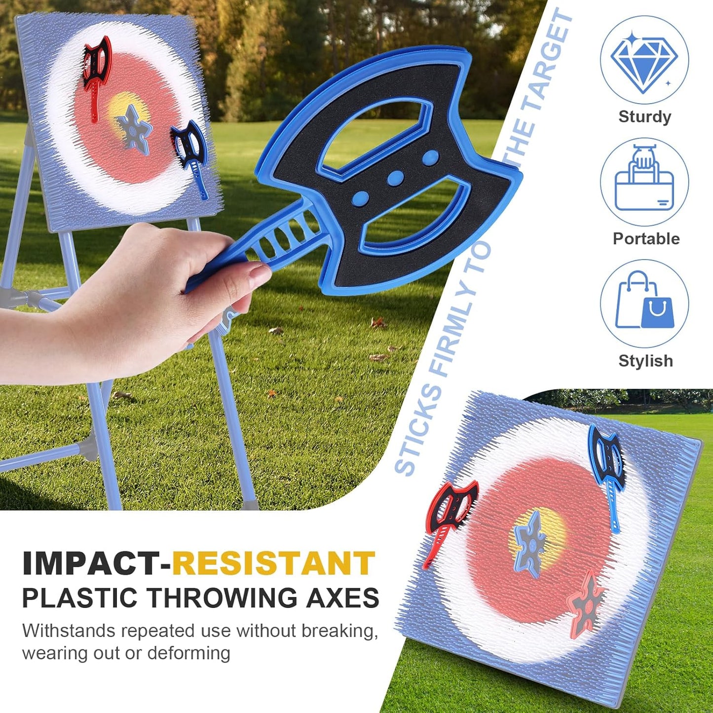 Throwing Axe for Axe Throwing Game for Backyard, Throwing Axe Set with Throwing Star for Outdoor Games, Durable and Fun for All Ages