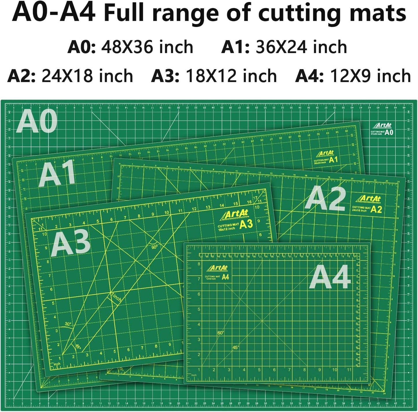 ArtAt Self Healing Cutting Mat: 48″x 36″ Green Double Sided PVC Non-Slip 5 Layers Craft Mat for Maximum Healing - Great for Sewing & Quilting & Scrapbooking and Craft & Art Projects…