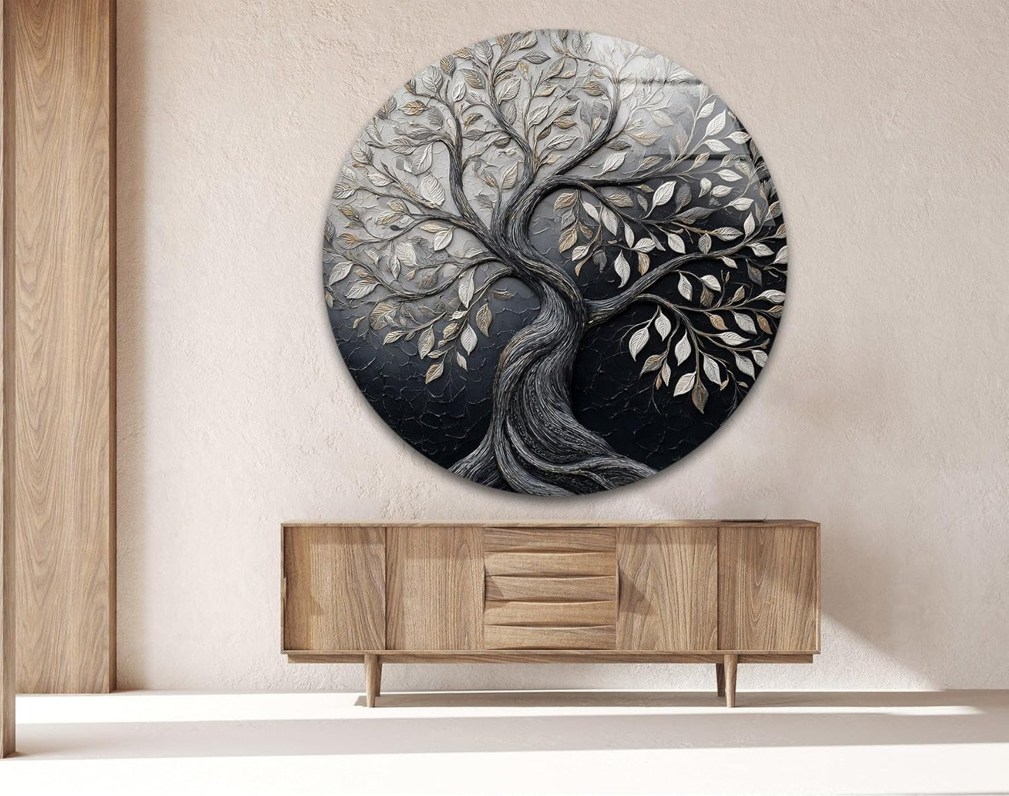 My Photostation.com 15.8''(40cm) Diameter Twilight Tree of Life Round Glass Wall Art Tempered Glass Printing Wall Decor Large Wall Art Wall Hangings