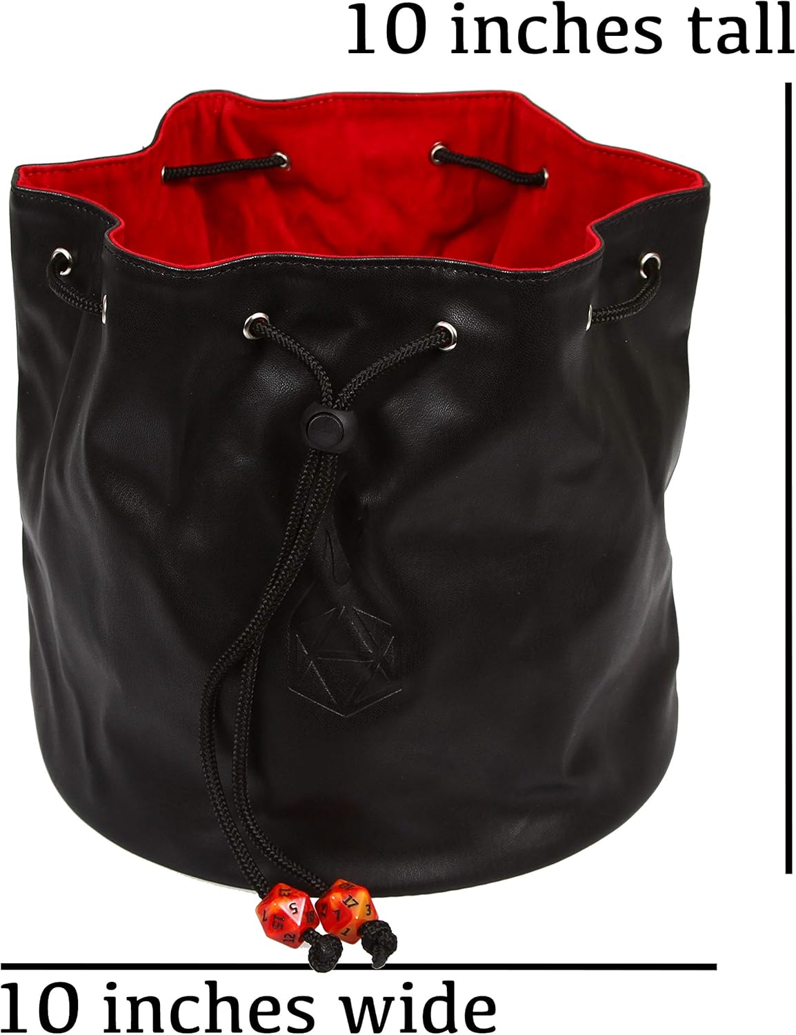 Forged Dice Co. Pouch of The Endless Hoard Dice Bag - Holds Over 1,000 Polyhedral Dice - Dice Storage Bag with 7 Pockets - Perfect for Bulk Dice - Black/Red