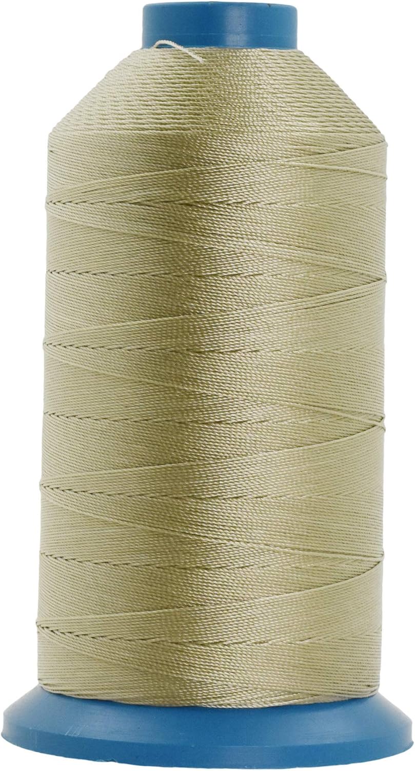 Mandala Crafts Bonded Nylon Thread Beige Heavy Duty Sewing Threads - 1250 YDs Size 138 420D T135 Tex 135 Thread for Leather Jeans Weaving Outdoor Marine Upholstery Threads