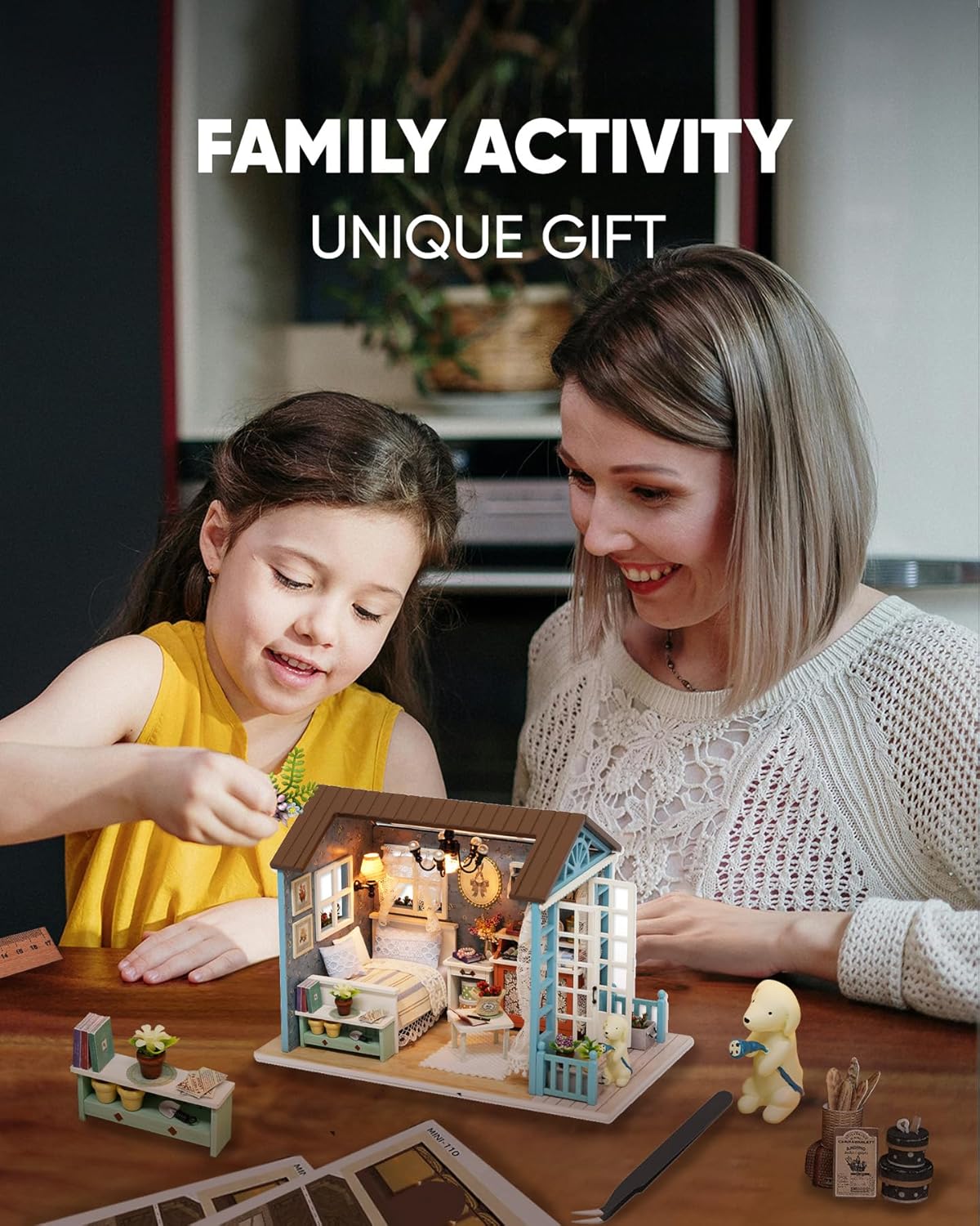 DIY Miniature House Kit, DIY Dollhouse Kit for Adults to Build, Mini House Kit with LED, Mayberry Street Miniatures, Ideal Gifts for Birthday,Valentine Christmas(Forest Times)