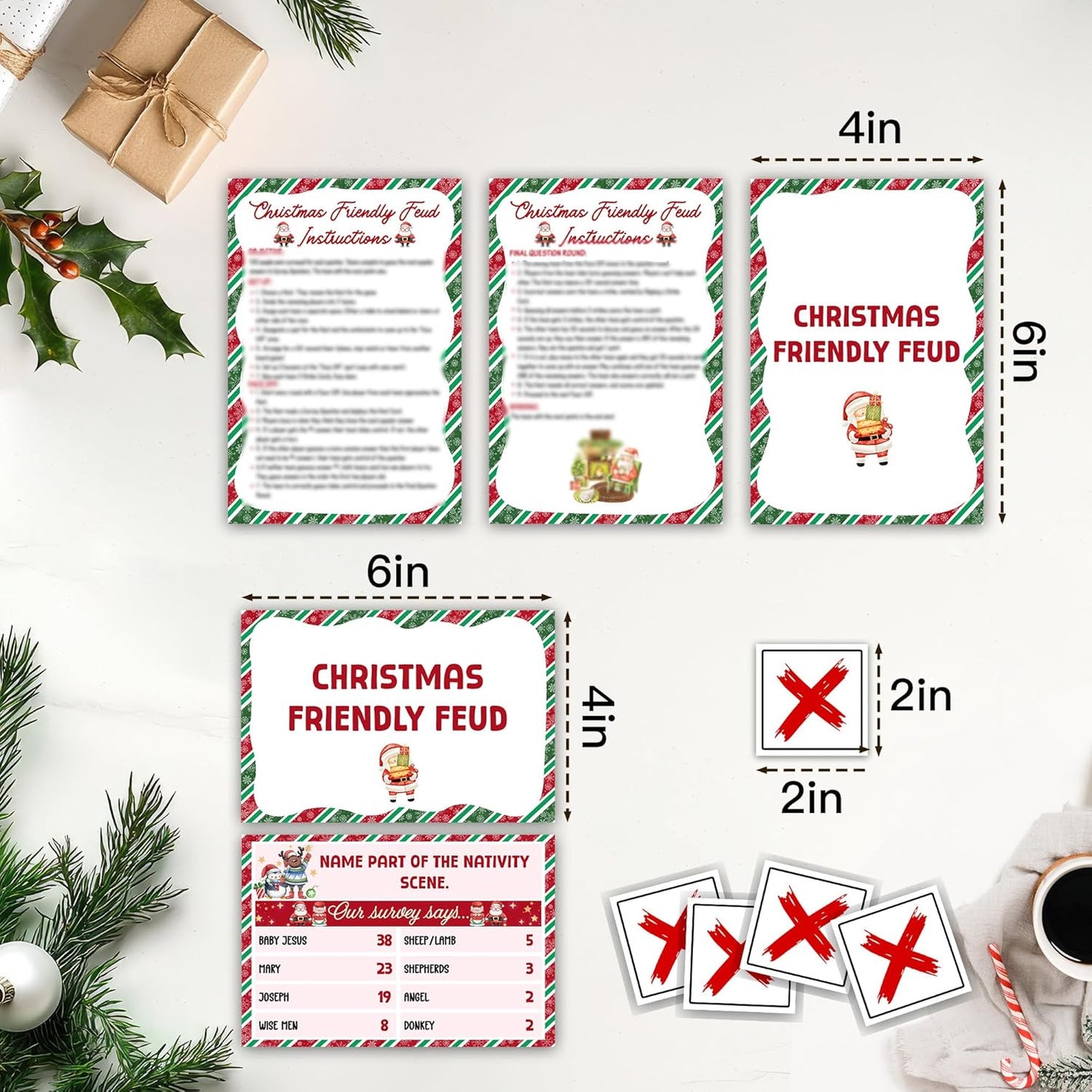 Christmas Friendly Feud Game, Funny Christmas Party Games, Friendly Feud Trivia Quiz for Family, Winter Xmas Holiday Party Supplies for Adults -10
