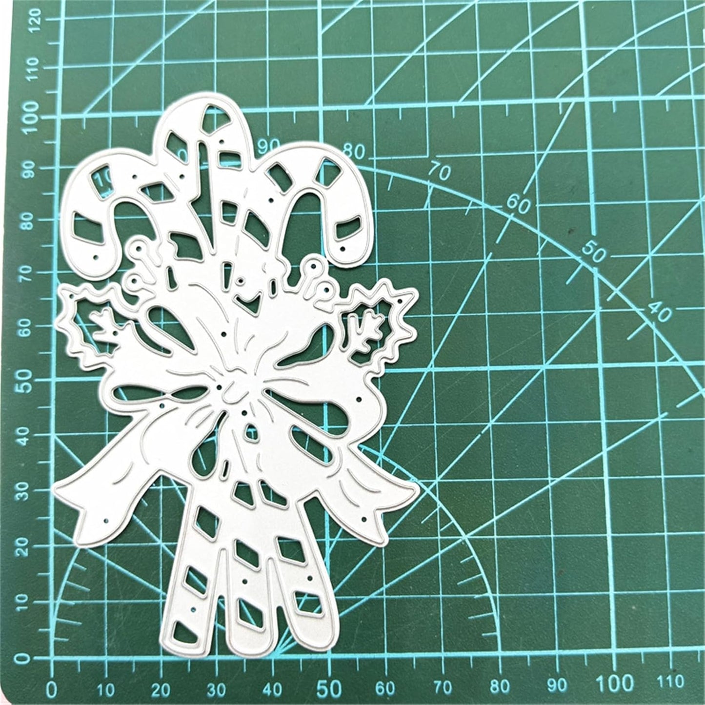 Metal Cutting Dies DIY Merry Christams Embossing Stencil Template Scrapbooking Card Making Mold Photo Album Arts Crafts Tools (Christmas Scepter bow-10.3x6.7cm)