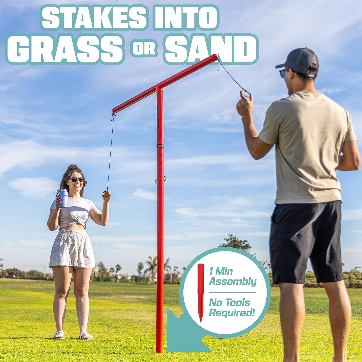 GoSports Tower 5 Giant Ring Swing Versus Game for Adults and Family - Hook and Ring Outdoor Yard Game