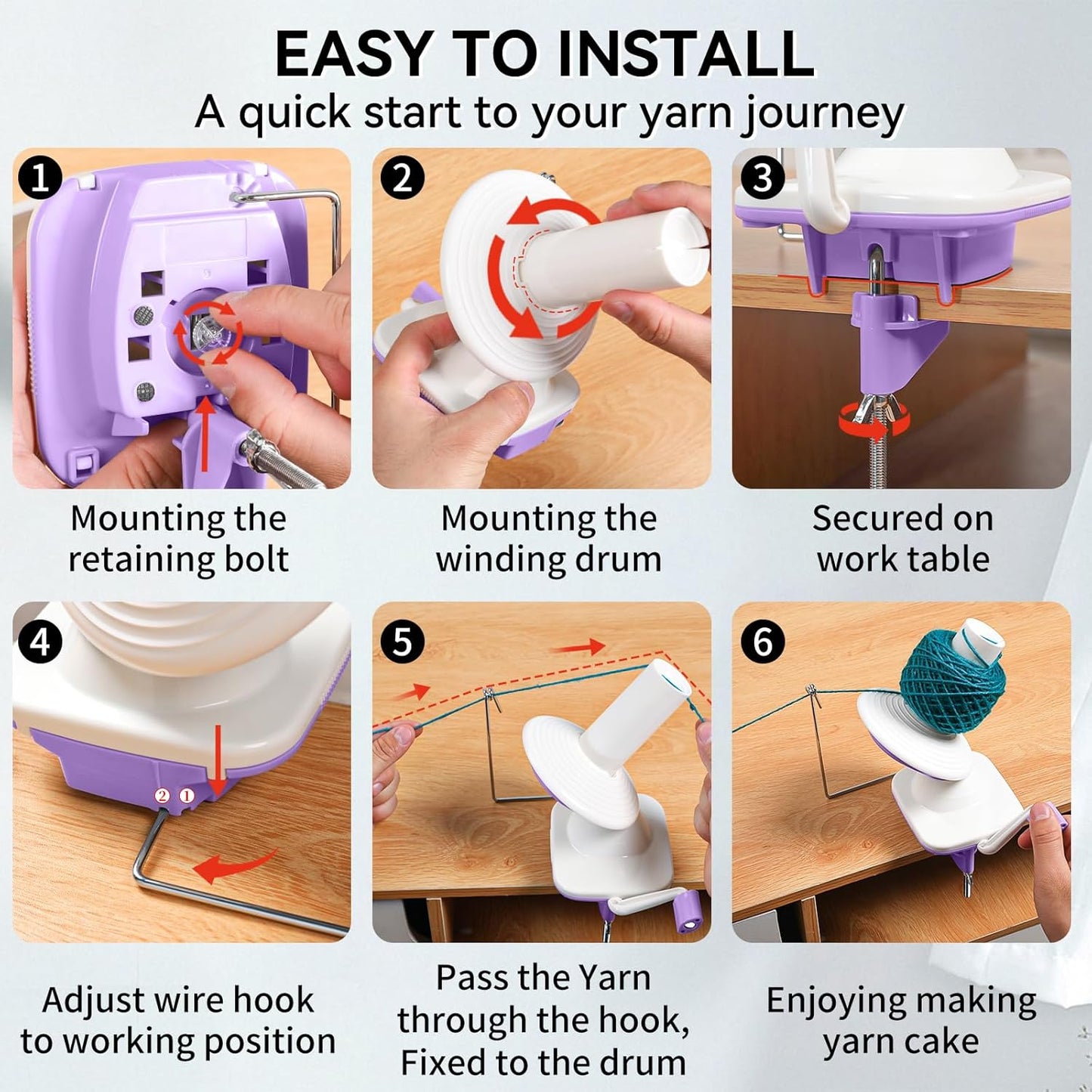 SPEENSUN Yarn Winder for Crocheting, 3.5 OZ Easy-to-Install and Efficiently Yarn Spinner with Lower Noise for Yarns Below Size 5, The Best Gift for Crochet and Knitting Lover