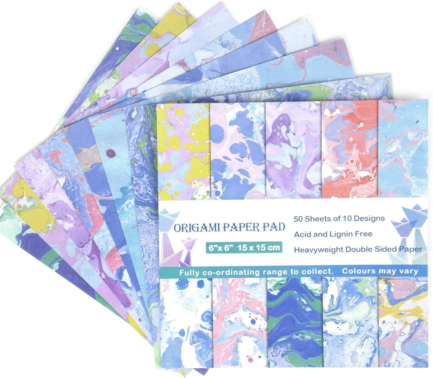 Origami Paper Kit 50 Sheets 6 Inch Square Double Sided Color 10 Vivid Japanese Washi Colors for Hand Crafts Origami Paper Arts Creativity.Watercolor Texture