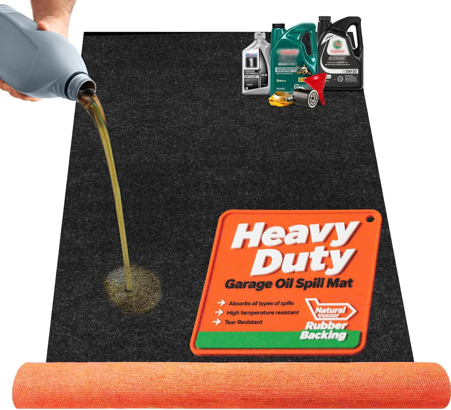 Heavy Duty 36" x 60" Oil Drip Mat for Garage Driveway, Reusable Rubber Floor Oil Spill Leak Absorbent Pads for Motorcycle Car Oil Leak Stain Resistant