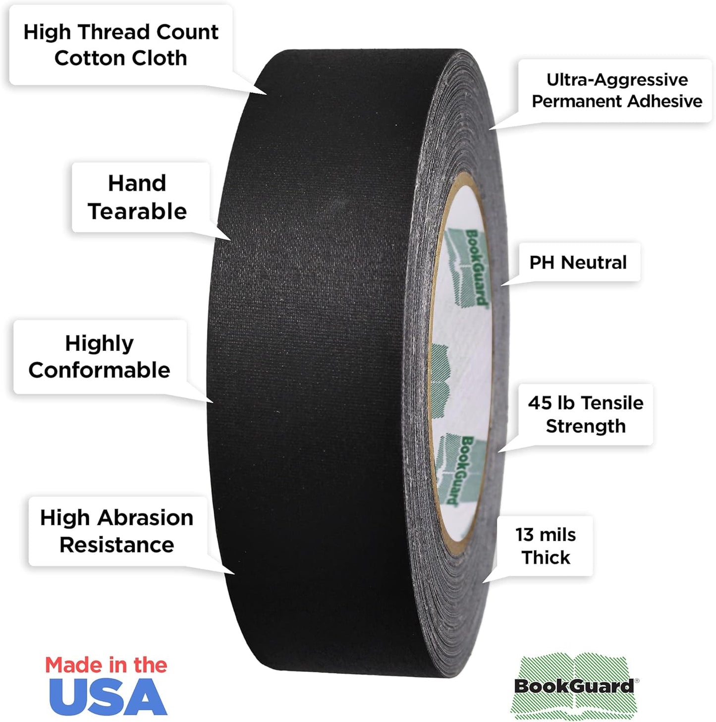 BookGuard Premium Bookbinding Repair Cloth Tape, 30 Yard Roll, 1.50 inch