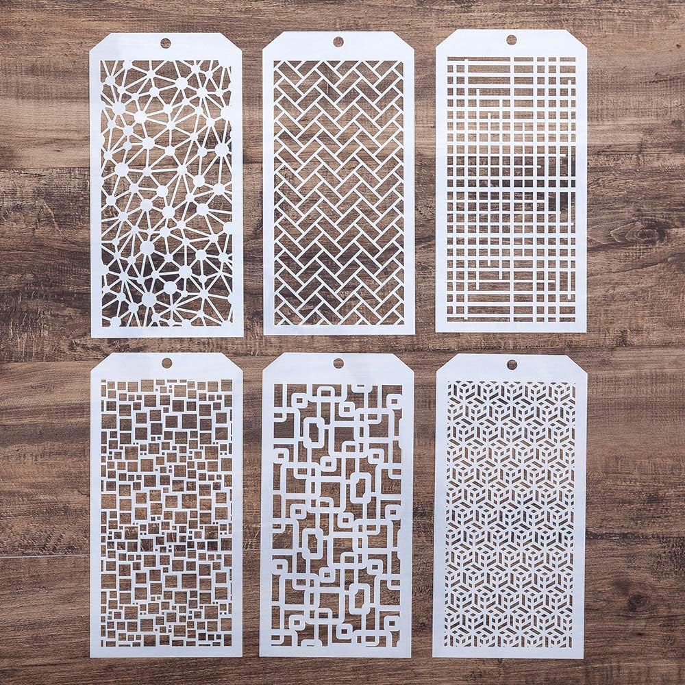 DIY Decorative Stencil Template for Scrapbooking Painting on Wall Furniture Crafts,Set of 6 (Brick)