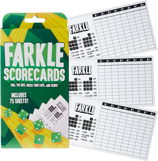 Brybelly Farkle Scorecards – Set of 75 Replacement Score Sheets for Farkle Dice Games for Up to 8 Players