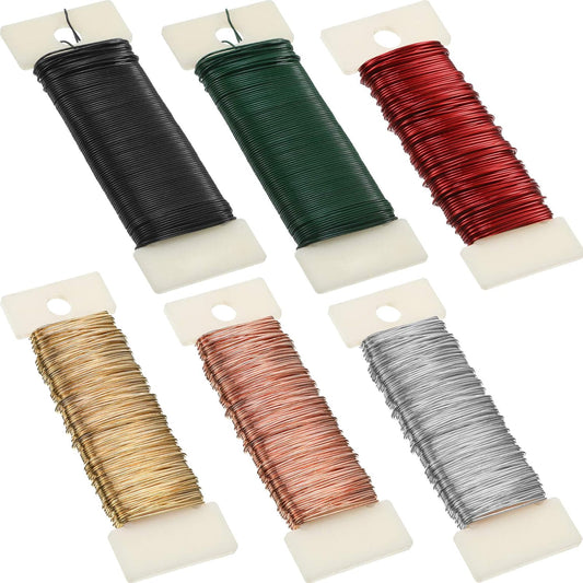 6 Rolls 112 Yards Floral Flexible Paddle Wire Floral Bind Wire for Crafts, Christmas Garland and Flower Arrangements DIY Craft, Christmas Holiday Decoration(Green Red Silver Gold Black Rose Gold)