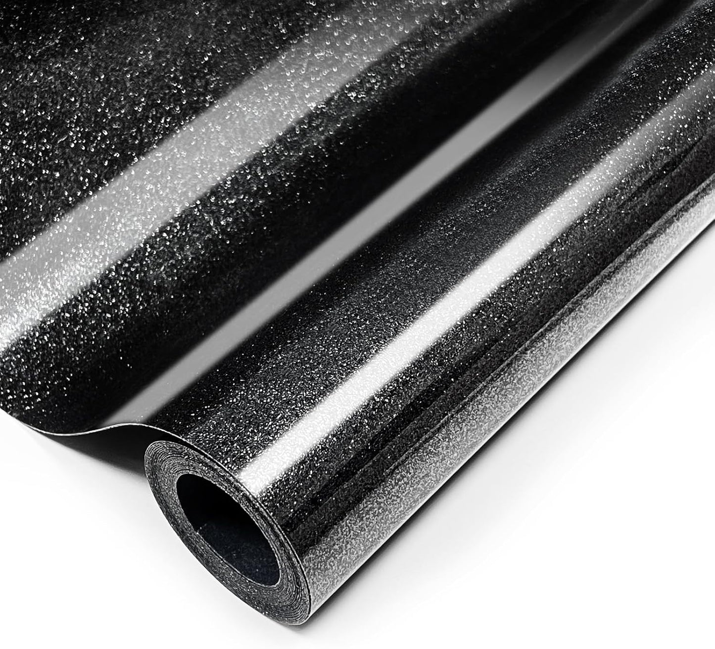 Black Glitter HTV Heat Transfer Vinyl, 12" x 8ft lron on Vinyl, for T-Shirt Ironing, Vinyl HTV Easy to Cut and Weed, The Best Choice for DIY Creativity. (Black, 12" x 8ft)