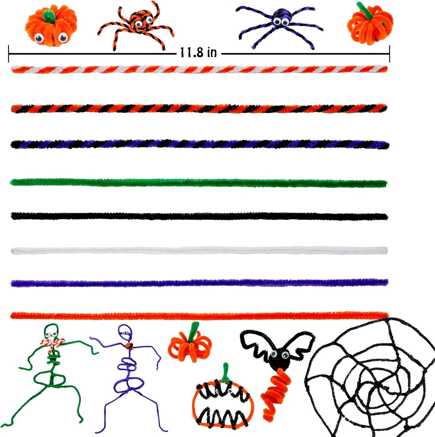 Halloween Pipe Cleaners,420 Pcs Halloween Pipe Cleaners Craft Set Including 320Pcs Pipe Cleaners &100Pcs Wiggle Googly Eyes Self Adhesive for Home&School DIY Art Crafts Daily or Halloween Decoration