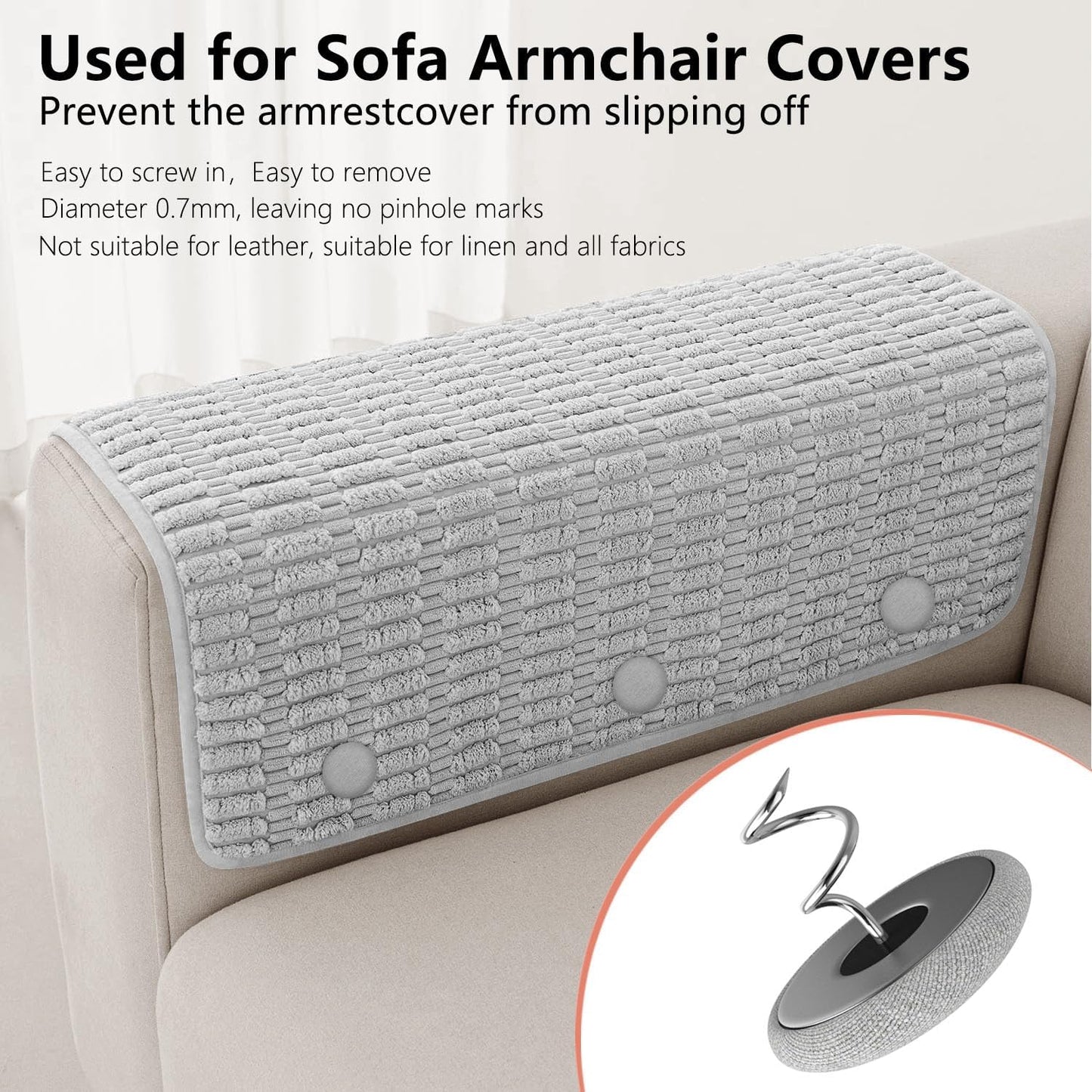 12 Colors Fabric Covered Button Twist Pins Dust Ruffle Pins- for Sofa，Upholstery，Armchair Caddies, Armrest Covers,Bed Skirts, Slipcovers, Headliners (Light Gray, 12)