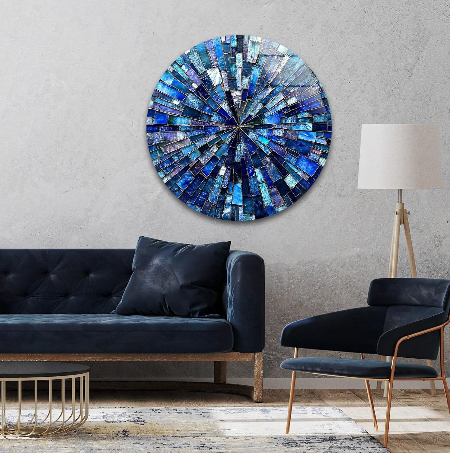 My Photostation.com 10''(25cm) Diameter Radiant Mosaic Burst Round Glass Wall Art Tempered Glass Printing Wall Decor Large Wall Art Wall Hangings
