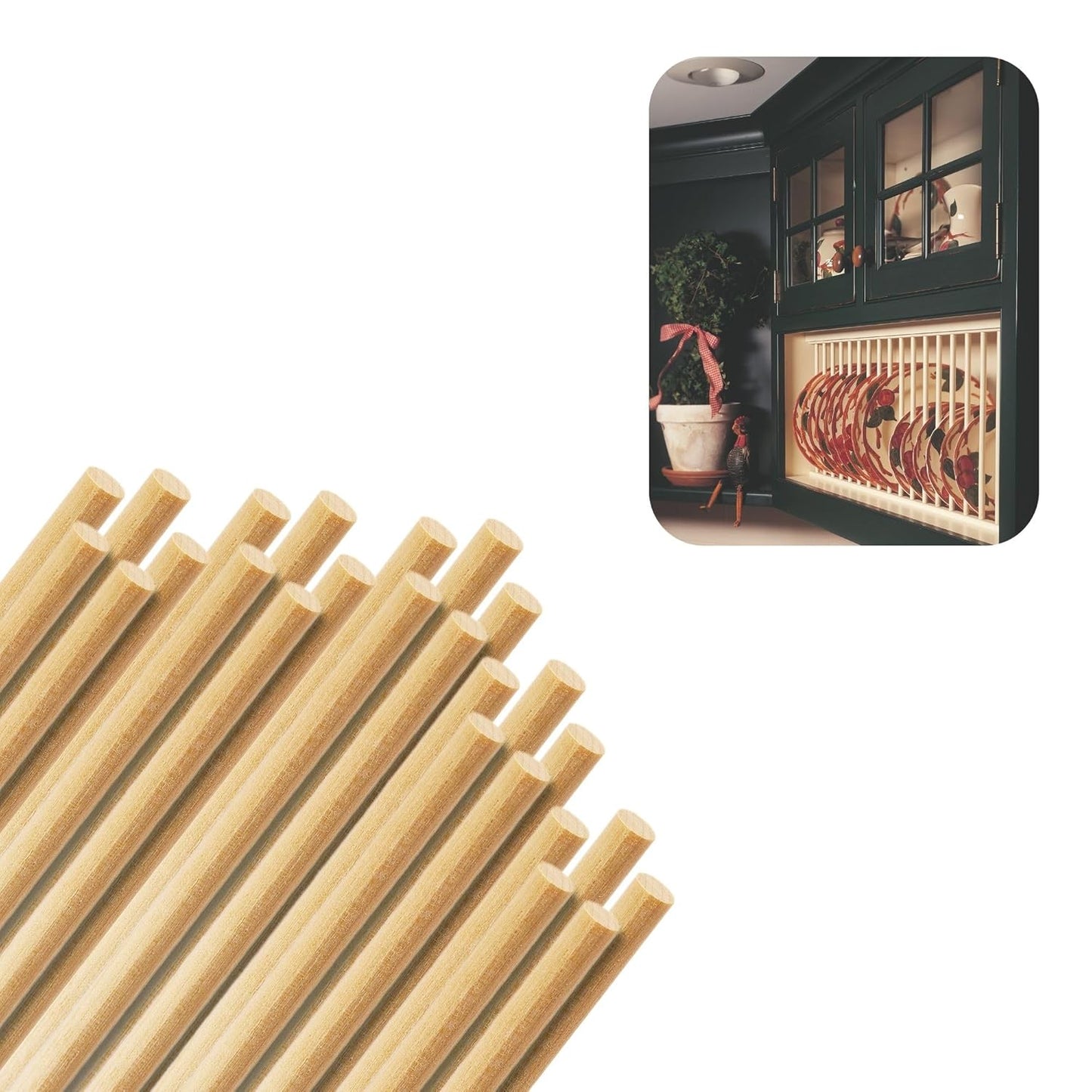 Birch Round Dowels (1/4" x 36", Pack of 25) | Variety of Diameters & Wood Species | Unfinished Wooden Dowel Rods for Crafts & DIY Home Projects | Curtain Rod, Macrame Supplies, Cake Pops, Flagpole