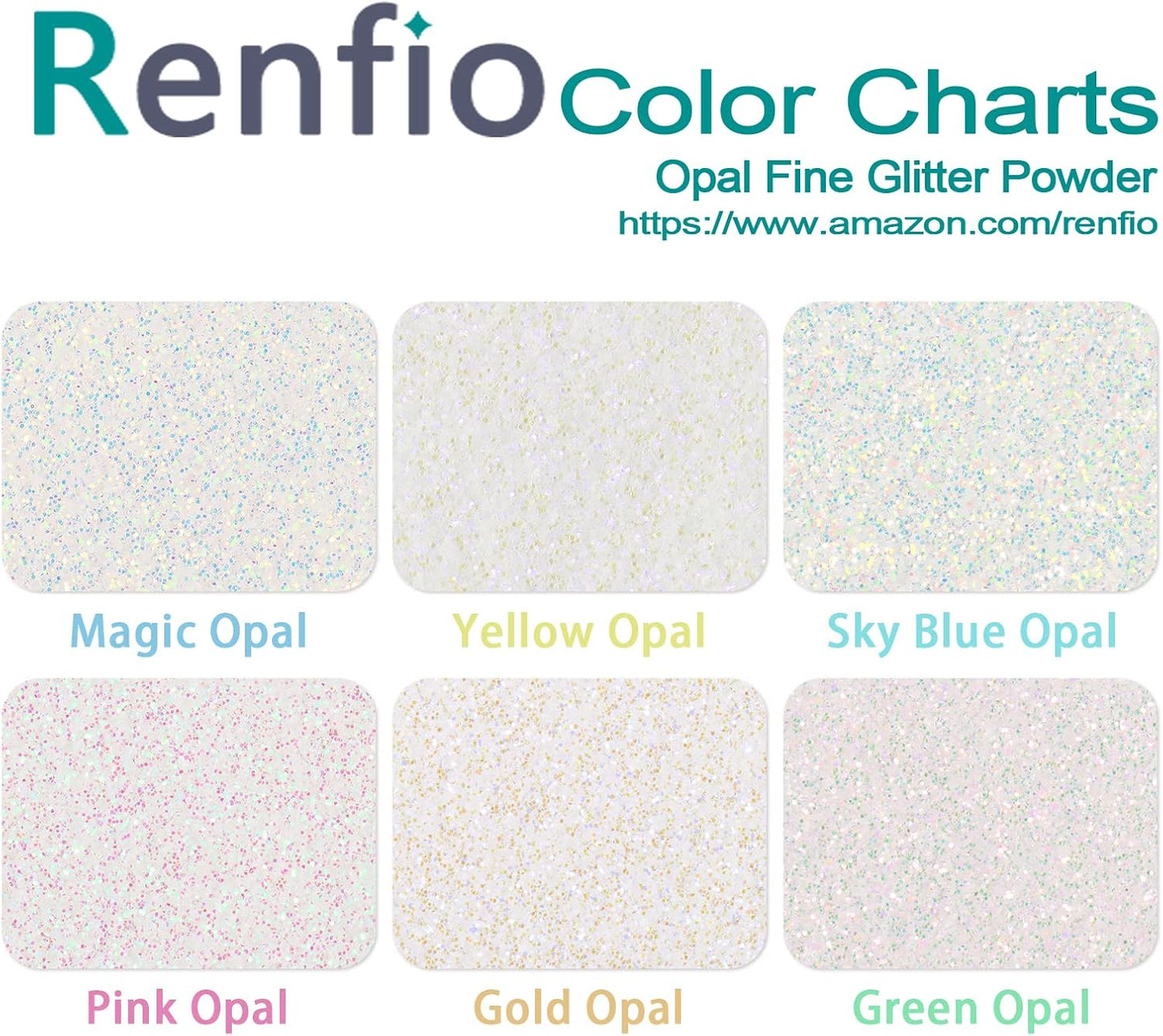 Renfio Opal Ultra Fine Glitter Powder Metallic Resin Glitter 1.75 Oz (50g) PET Flakes Crafts Sequins 1/128" 0.008" 0.2mm Epoxy Chips Flakes for Tumblers Slime Decoration - Magic Opal