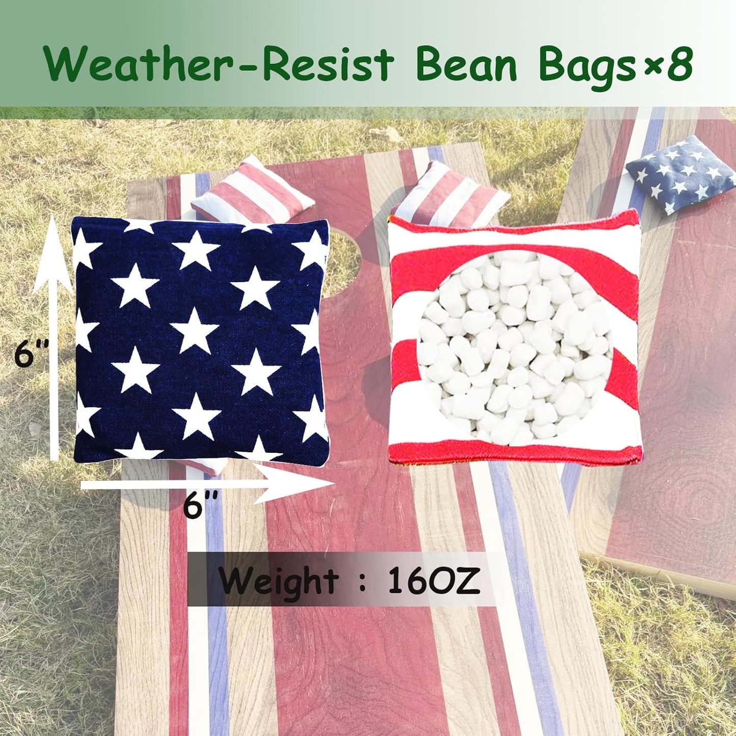 4×2FT Cornhole Board Set,Wooden Corn Hole Games for Adults Bean Bag Toss Game Set, with Corn Hole Bags Set 8,2 Cornhole Boards and a Carrying Case for Wedding/Party/Outdoor/Hiking/Yard