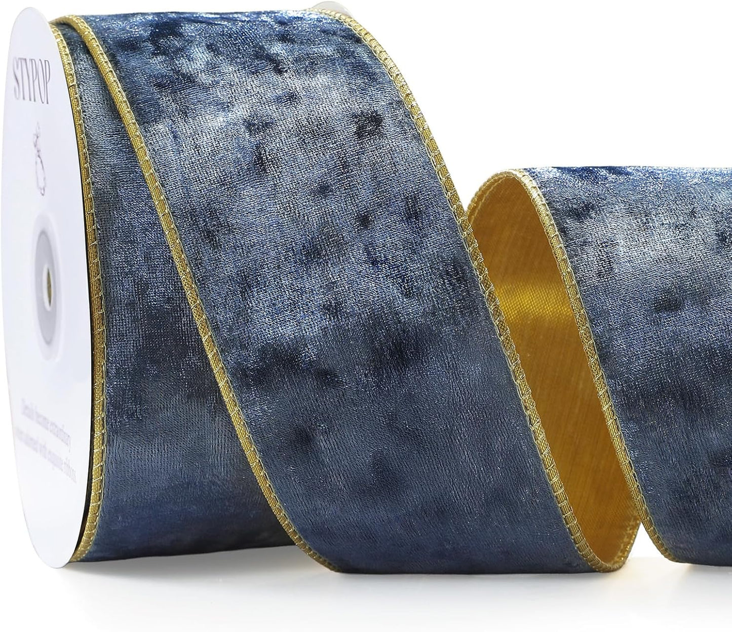 Dusty Blue Christmas Velvet Ribbon Wired (2.5" × 15 Yards) - Christmas Ribbon for Christmas Tree Decoration/Gift Wrapping/Crafts Wreaths Supplies