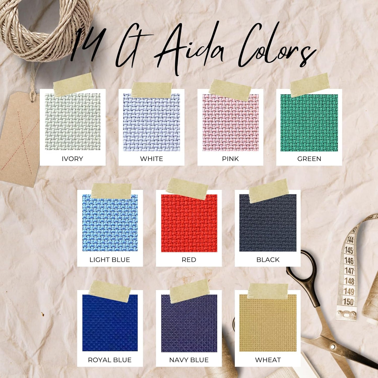 2 Sheets of Black 14 Count Aida Cloth – 21 x 21 Inch Pre-Cut Fabric Squares – Cross Stitch Fabric – 100% Cotton – Ideal for Needlework & Embroidery – The Knotty Unicorn