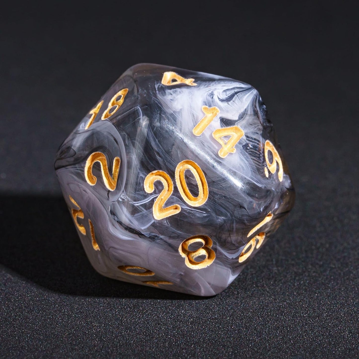 7-Die DND Dice Set Polyhedral Dice Set with a Leather Dice Bag, D&D Dice Set for RPG Table Games (Transparent Black Mix White)