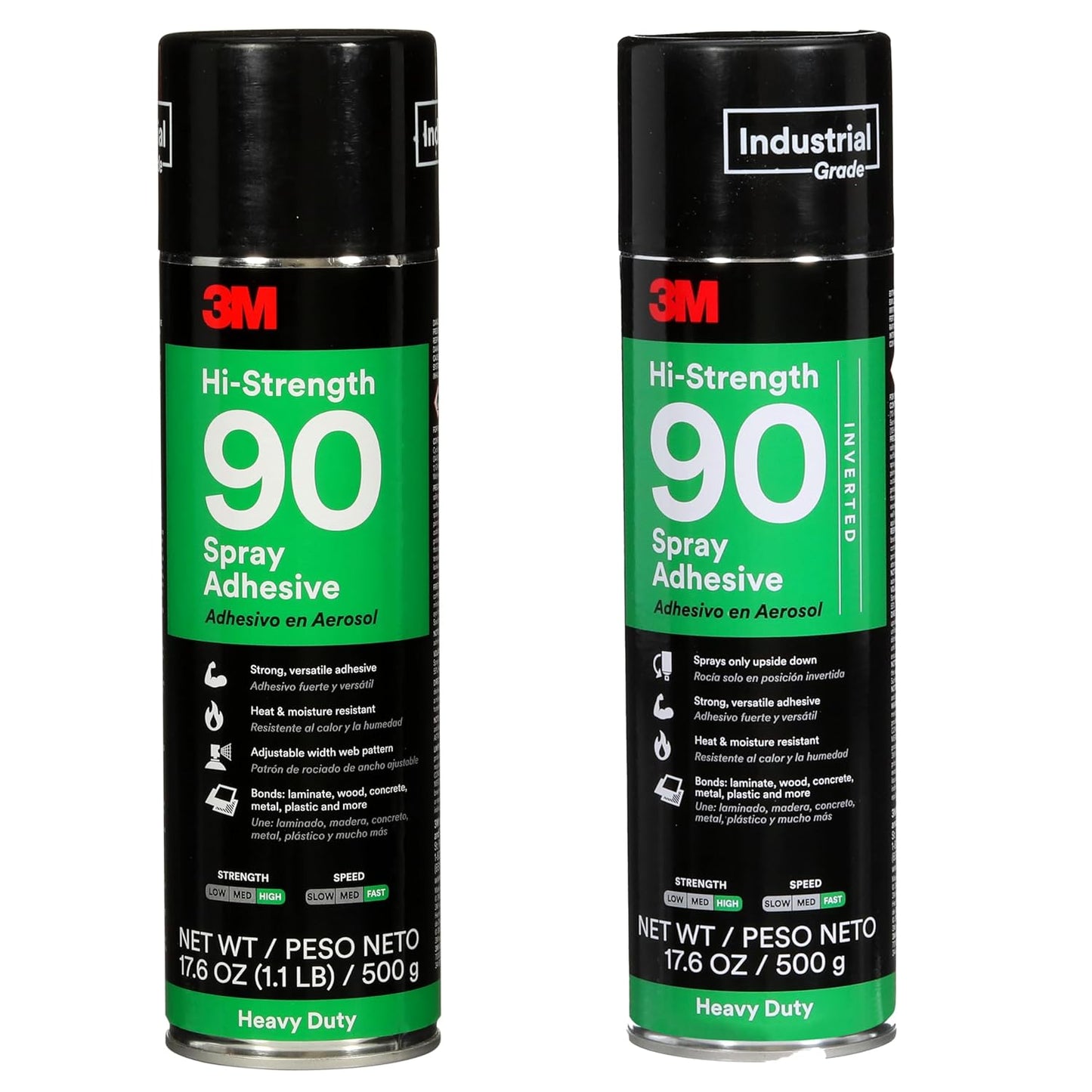Bundle of 3M Hi-Strength 90 Spray Adhesive + 3M Hi-Strength 90 Spray Adhesive, Inverted Nozzle, Will Spray Upside Down Only