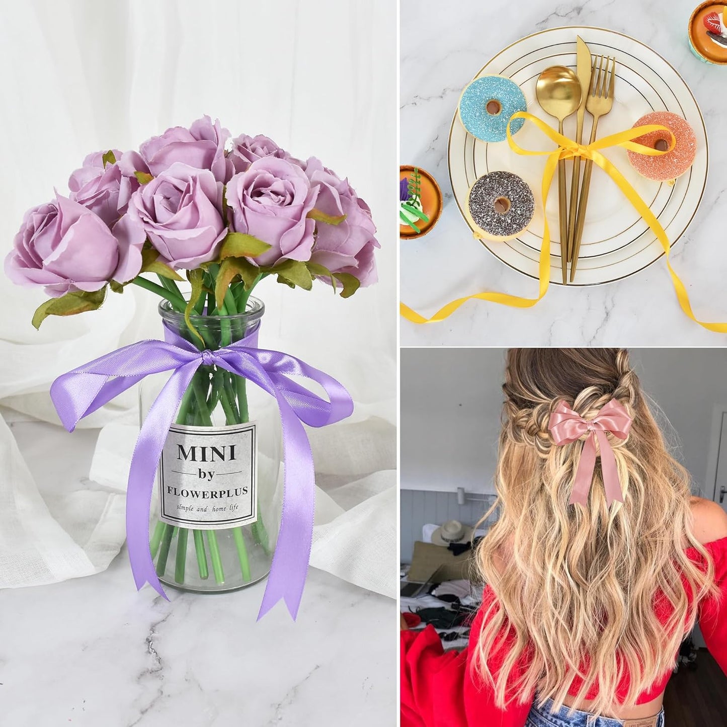 TONIFUL 1 Inch x 100yds Lemon Yellow Satin Ribbon, Thin Solid Color Satin Ribbon for Gift Wrapping, Crafts, Hair Bows Making, Wedding Party Decoration, Invitation Cards, Floral Bouquets, Christmas