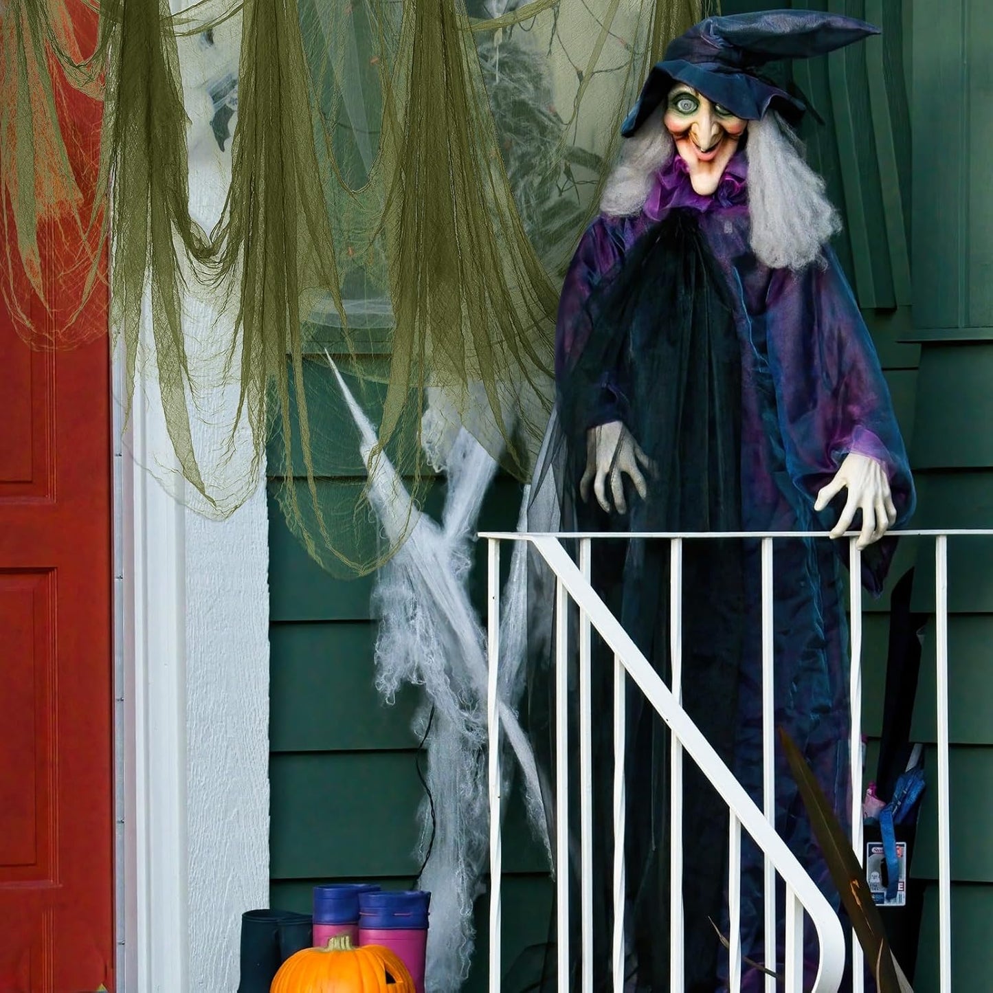 Boao Halloween Cheese cloth 35.43 x 393.7 Inch Military Green Cheesecloth Roll for Crafts Large Cotton Muslin Gauze Fabric for Halloween Outdoor & Indoor Spooky Decoration