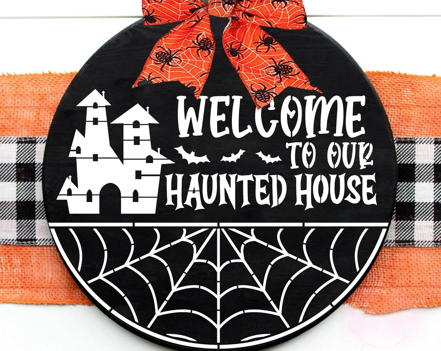 Halloween Stencils for Painting on Wood 12” Halloween Stencil Hey Boo Ghost Face Pumpkin Bats Spider Templates for Door Hanger Porch Sign Doormat