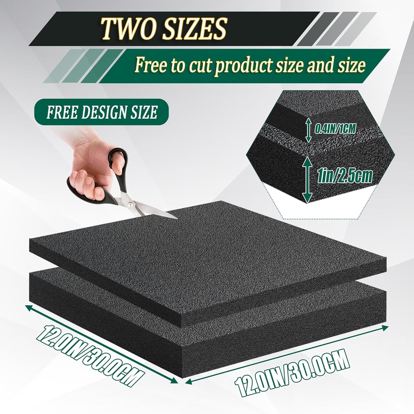 8 Pcs Polyethylene Foam Pads for Packing Foam Sheets 2 Size Cuttable High Density Cushioning Inserts Protective Foam for Packing Cases and Crafts- 12" X 12" X (0.4" and 1")